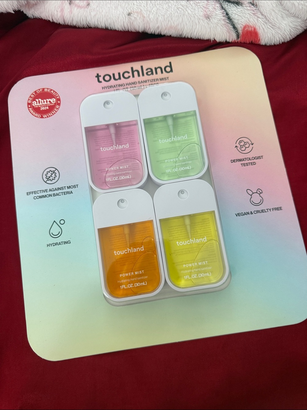 Touchland Hydrating Hand Sanitizer Mist 4-Pack — Pink, Green, Orange, Yellow